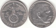5 Reichsmark 1936 Deutsches Reich Hindenburg mit Hk A vz ss